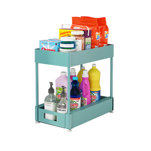 OEM Amazon 2 Tier Kitchen Expandable Shower Shelf Caddy Storage Slid Basket Plastic Bathroom Cabinet Rack Under Sink Organizer