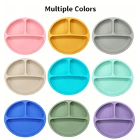 Assiette Bébé en Silicone Personnalisée à Compartiments, Style Minimaliste, avec Base Ventouse, Résistante aux Hautes Températures, Compatible Micro-ondes