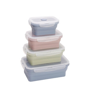 Bpa Free cấp thực phẩm đầy màu sắc Silicone gấp Hộp Ăn Trưa ráp lưu trữ thực phẩm <span class=keywords><strong>container</strong></span> <span class=keywords><strong>Set</strong></span> - Product Image 6