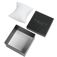 Boîte d'emballage rigide pour montre, noire mate, recyclable, avec couvercle amovible, impression dorée en relief, doublure en éponge