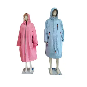 High Quality Waterproof Long Coat Beach Surfing Changing Robes With Recycled Sherpa Lined Beach Changing Robe