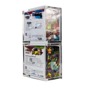 Caja de juego acrílica protectora de juego cuadrada apilable transparente personalizada para exhibición