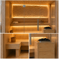 Sauna intelligent d'intérieur pour 3-4 personnes, en bois de pruche, avec poêle finlandaise traditionnelle, chauffage à la pierre, cabine à vapeur sèche, système de relaxation et de thérapie