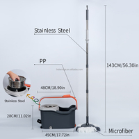 Holamopa Easy Spin Mop avec seau en acier inoxydable et roues à pédale, ensemble de serpillères rotatives en microfibre, serpillère rotative pour le nettoyage des sols