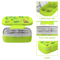 Boîte à lunch Tiffin Bento à 3 compartiments pour enfants en plastique de qualité alimentaire étanche à l'air avec couvercle en plastique