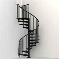 Escaliers extérieurs simples vente à chaud conception rotative moderne escalier en colimaçon marches en bois massif escalier loft fabriqué au carbone