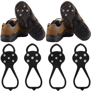 Outdoor Silikon Anti-Rutsch-Eis schuh Stiefel Griffe Elastische Steigeisen Schnees pitzen Traktion klampen 5 Nieten Steigeisen zum Klettern - Product Image 3