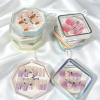 Vente en gros de faux ongles personnalisés à étiquette privée, lot de 24 pièces, motifs floraux 3D variés, faux ongles réutilisables pour une qualité de salon