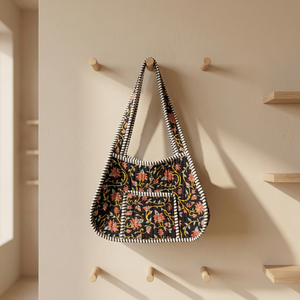 Sac fourre-tout matelassé en coton à imprimé floral, grand sac à bandoulière ouvert, tendance, durable, pliable, pour le quotidien, le shopping, les voyages, la plage, avec fermeture éclair - Product Image 6