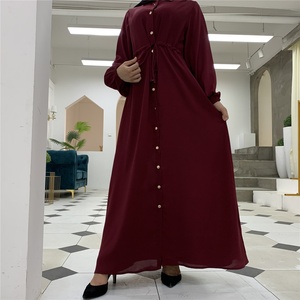 6289 #   Vestido Abaya Cómodo y Suave de Tela Nida con Puños Elásticos y Botones Delanteros, Ropa Casual Musulmana Islámica - Product Image 6