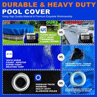 Bâche de piscine hivernale de 3,6 m pour piscines hors sol, en PE robuste et durable, résistante au froid, anti-UV, protection contre les intempéries extrêmes, avec treuil