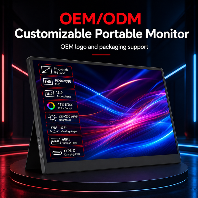 Professional 15.6 Inch FHD 1080P IPS Portable Monitor USB C Type C HDMI Dual Display For Laptop Phone Gaming Portable Monitor