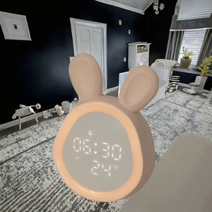 Nouvelle Lampe Réveil LED Intelligente Mini Mignonne en Forme de <span class=keywords><strong>Lapin</strong></span> Rond en ABS, Style Dessin Animé Moderne, pour Enfants et Étudiants, <span class=keywords><strong>Veilleuse</strong></span> de Nuit - Product Image 2