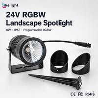 Foco LED COB1311 RGBW Direccionable de 8W DC24V IP67 UCS2904 para Exteriores, Jardín, Paisaje, Iluminación de Árboles, Césped y Caminos