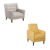 Fauteuil d'appoint moderne de style mi-siècle avec dossier capitonné en tissu beige pour chambre à coucher, espaces de lecture et salon