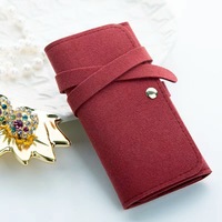 Organisateur de bijoux de voyage en cuir rectangulaire personnalisé, étui pliable pour bijoux avec logo personnalisé, pochette de rangement enroulable pour colliers
