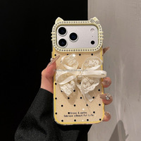 Coque de téléphone fantaisie style Ins avec nœud papillon en dentelle pour iPhone 18 Pro Max, coque antichoc 3-en-1, étui rigide pour 17, 16, 15, 14, 13