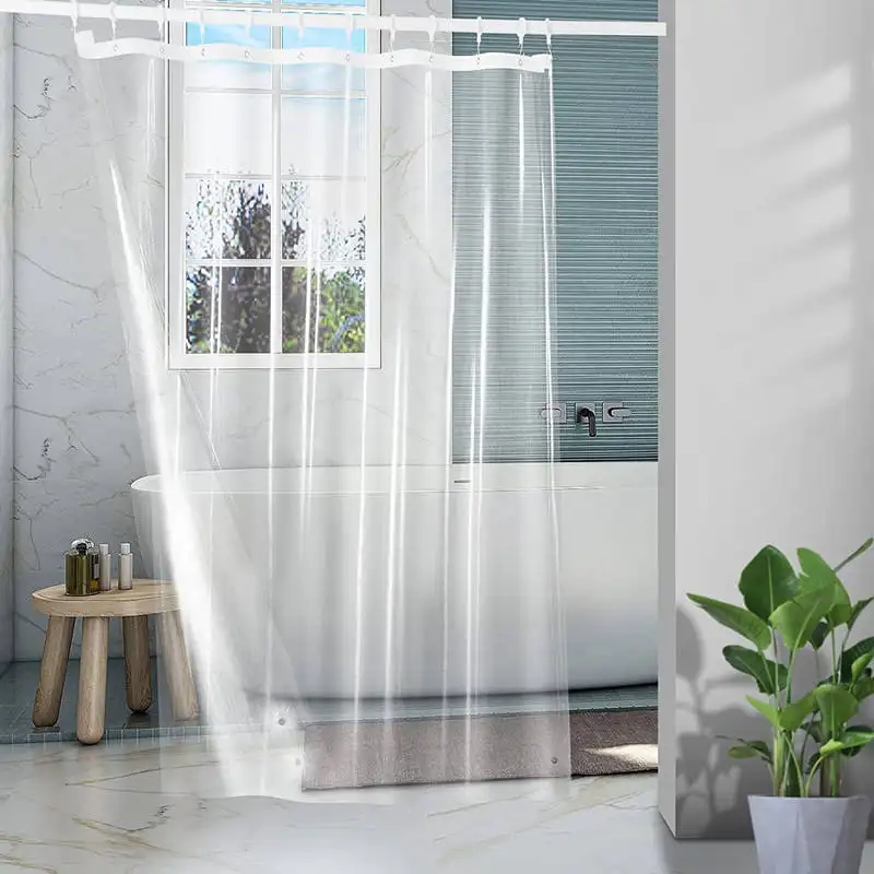 Rideau de douche transparent en PEVA, résistant à l'eau, résistant aux bactéries, résistant à la moisissure, pour salle de bain, vente en gros