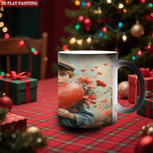 Frosted Black 11oz <b>Ceramic</b> <b>Mug</b> Heat Changing Cup With 2D Flat Painting Design - Product Image 2