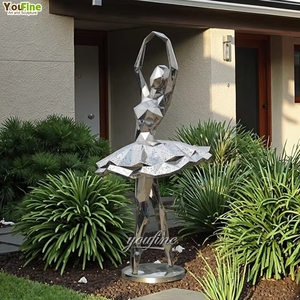 Tamaño real Decoración de jardín al aire libre Escultura de metal de acero inoxidable Mujer bailando - Product Image 5