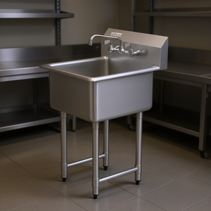 Évier de préparation Vevor en acier inoxydable à cuve unique 21x41 pouces certifié NSF, évier utilitaire commercial autoportant pour cuisine - Product Image 2