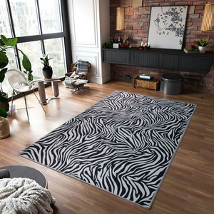 Zebra ciniglia stampata moderna zona soggiorno <span class=keywords><strong>tappeto</strong></span> di grande Design orientale <span class=keywords><strong>tappeto</strong></span> <span class=keywords><strong>bianco</strong></span> <span class=keywords><strong>nero</strong></span> per uso domestico lavabile per facile - Product Image 5