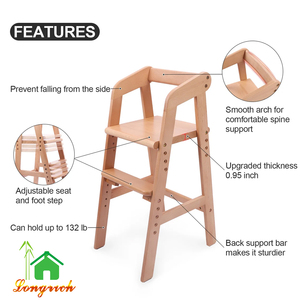 Chaise haute portable en bois double au design moderne, facile à nettoyer, siège <span class=keywords><strong>rehausseur</strong></span> pour bébé pour la cuisine ou l'hôtel - Product Image 4