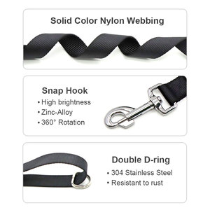 black Solid Color Nylon <b>Dog</b> <b>Leash</b> Durable Simple Style For <b>Dogs</b> - Product Image 6