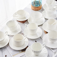 Ensemble tasse et soucoupe en céramique blanche simple, en porcelaine fine, pour café et thé, personnalisable par sublimation, vente en gros