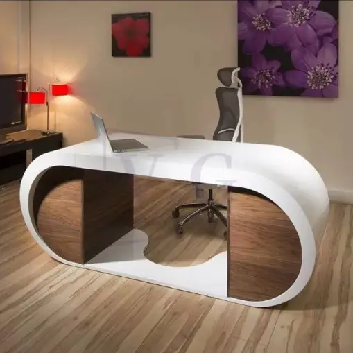 Piccola forma ovale mobili per l'home Office scrivania per l'home Office in superficie solida Corian bianca