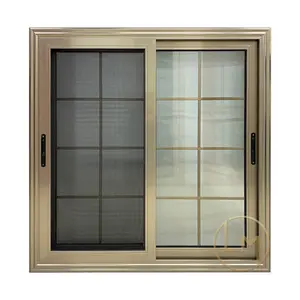 Top Quality Glass Sound Proof Waterproof Double Glass Sliding Aluminum Windows With Inside Grill