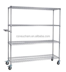 Estante de Malla Metálica Cromada de 4 Niveles con Protección Contra la Corrosión para Uso Industrial y Doméstico - Product Image 1