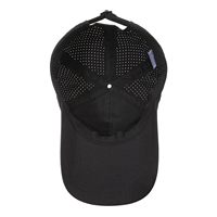 Casquette de baseball vintage de haute qualité pour l'extérieur, en nylon perforé au laser, séchage rapide, UPF 50+, noire, imperméable, avec broderie de lettres