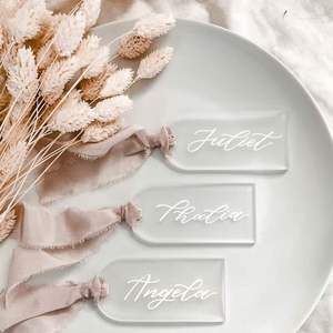 Emblemas Personalizados de Acrílico Grabados con Láser, Cintas para Decoración de Bodas, Tarjetas con Nombres para Fiestas, Letreros Reservados, Marcapáginas - Product Image 2