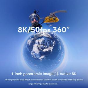 กล้องแอคชั่นพาโนรามา 8K |   ดีเจไอ ออสโม 360,เซ็นเซอร์ CMOS และระบบกันสั่นภาพสำหรับการดำน้ำ ขี่มอเตอร์ไซค์ และเล่นสกี - Product Image 2