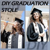 24 Étoles de Graduation Unisexe pour Adultes, Vierge pour Sublimation, Style Fête Étudiante, 70 Pouces, en Soie (Blanc)