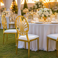 Chaises de mariage de luxe en fer doré avec dossier Phénix, idéales pour les événements et salles de banquet d'hôtel - Offre Spéciale