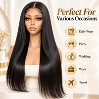 Perruque frontale transparente 13x6 en dentelle, 30 pouces, densité 180%, cheveux vierges raides, sans colle, pré-épilée, ligne de cheveux naturelle, vente en gros