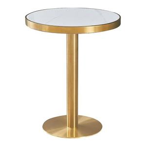 Mesa de patas de metal dorado de piedra sinterizada mate rectangular cuadrada redonda de tamaño y color personalizado moderno de gama alta para cafetería <span class=keywords><strong>restau</strong></span> - Product Image 3