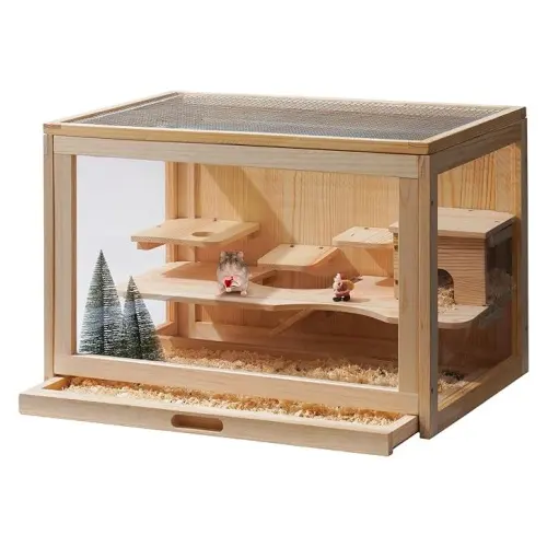 Cage pour animaux de compagnie créative de style campagnard intérieur et extérieur cage pour hamster en gros maisons pour animaux de compagnie cage pour hamster en bois