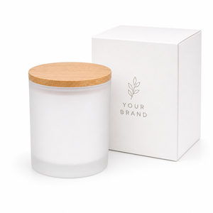 Bocaux à bougies blancs givrés de 8 oz avec couvercles en bambou pour les petites entreprises de fabrication de bougies et les vendeurs <span class=keywords><strong>Etsy</strong></span> - Product Image 1
