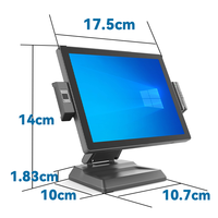 Sistema POS de Pantalla Táctil Todo en Uno de 15 Pulgadas con Windows 10/11, Pantalla Dual, para Supermercados, Restaurantes y Comercios Minoristas