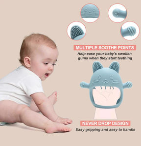 Guante de silicona para recién nacido, sin BPA mordedor juguete, chupete de mano con forma de gato bebé para masticar Molar infantil, juguetes de enfermería, accesorios para bebés - Product Image 2