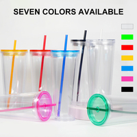 Gobelet boule à neige en stock à double paroi de 24oz en plastique transparent en acrylique