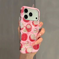 Zomerse zoete lychee fruitprint glanzende IMD TPU telefoonhoesje voor iPhone 17 Pro Max 16 15 Stootbestendige harde achterkant