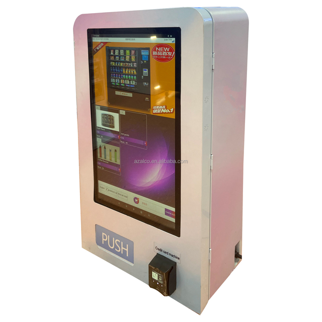 Touch Screen Wall Mount Vending Machine with Age Verify Verification Bank Card Reader for Box Package Size Product 32 Inch