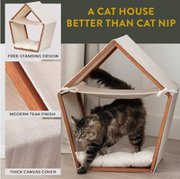Maison de lit tipi de style bohème avec cadre en bois de pin chat toile tente hamac et oreiller lit chat meubles pour chat