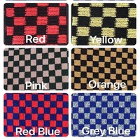 Tapis de voiture personnalisé à motif de damier, drapeau à carreaux rouge et noir, 4 pièces, JDM universel