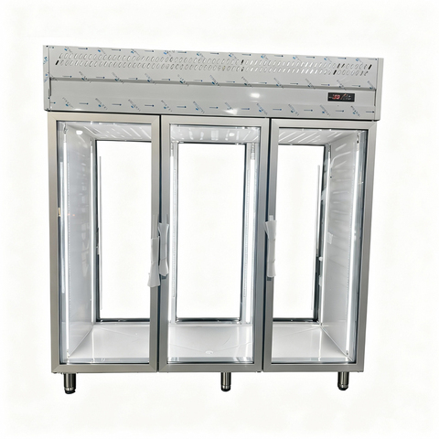 Three-Door Double-Sided Glass Display Refrigerator Front and Back Open Commercial Showcase Cooler