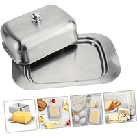 Boîte à beurre rectangulaire en acier inoxydable massif 401 poli, boîte à fromage, plateau à pâtisserie, boîte à pain, plat de rangement pour collations, moderne